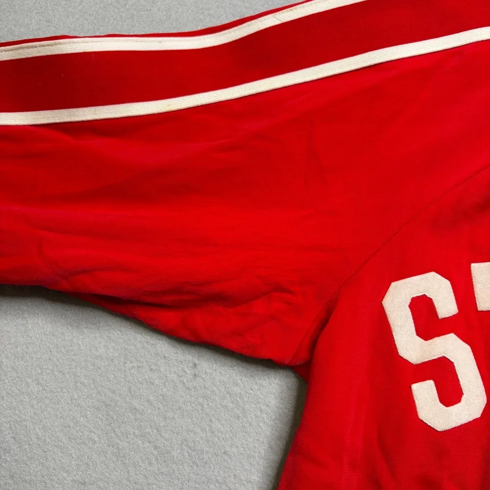 Descente Track Jacket Mens L Red Stanford Vintage 80s Full Zip Athletic EH47